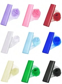 1 件 48x1000 厘米水晶欧根纱薄纱透明面料背景窗帘适用于婚礼生日派对、活动装饰、薄纱新娘礼服 DIY 工艺品服装缝纫背景拱门布、圣诞节 - 多色-48x1000cm - 查看 2