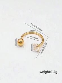 Nooxian 1pc Gold Stainless Steel Cz Paved C-Shaped Helix Piercing Earring For Women