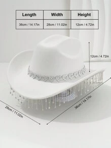 1 buc. Pălărie Fedora în stil britanic, unisex, culoare solidă, cu decor cu stras și ciucuri în formă de inimă, pălărie de cowboy elegantă pentru doamne singure, pălărie de vacanță în stil boem, pălărie unică KJ cadou Pălărie cu boruri largi, estetică elegantă, primăvară vară, culori strălucitoare, potrivită pentru evenimentele tematice occidentale , petreceri, petreceri de logodnă, cosplay, ceremonii de absolvire, petreceri costumate, festivaluri, nunți, sărbători de naștere, festivaluri de muzică - iubesc strasuri - Vizualizare 3