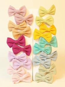 20pcs Diamond Grid Bow Hair Clip Set For Girls - Multicolor - View 1
