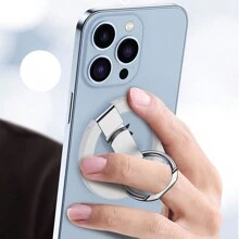 1pc Finger Ring Phone Holder Compatible With Magsafe Magnetic Attraction Sticker, Universal Magnetic Circle Phone Case, Portable Folding Stand, Multi-Functional Desktop Support Compatible With IPhone, Android Phone, Gift For Birthday, Family, Friends Finger Ring Holder, Phone Grip, Phone Accessories - Multicolor - View 3