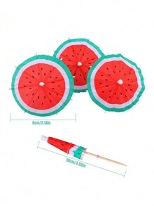 12pcs, Summer Watermelon Cocktail Picks, Watermelon Umbrella Cocktail Drink Picks, Assorted Tropical Colors Party Toothpicks, Party Decoration Supplies, Home Decor, Room Decor, Summer Party Decoration, Hawaiian Theme Party - Multicolor - View 4