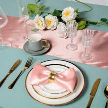 12pcs/1pc Smooth And Elegant Satin Tablecloth, Suitable For Parties, Birthdays, Weddings, Hospitality, Home, Kitchen, Chair Sash Decoration