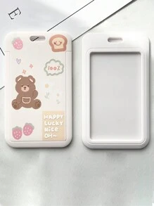 1pc Cute Bear Card Holder (With Lanyard) Back To School