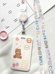 1pc Cute Bear Card Holder (With Lanyard) Back To School