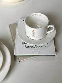 1 件 INS 风格生日烛台陶瓷咖啡杯盘，韩式简约卡通少女心可爱杯子，适合居家下午茶饮用水茶牛奶咖啡杯，生日庆祝礼物，适合情侣和闺蜜学校用品返校 - 彩色 - 查看 7