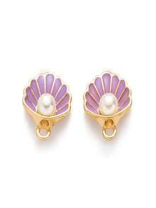 10入組時尚3D水滴形合金外殼與珍珠DIY吊墜，海洋主題珠寶製作，適用於項鍊、鑰匙扣和貝殼吊墜配飾