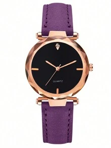 5 件简约水钻镶嵌心形石英表、手链、项链、戒指、耳环套装，适合女性作为返校学生的礼物