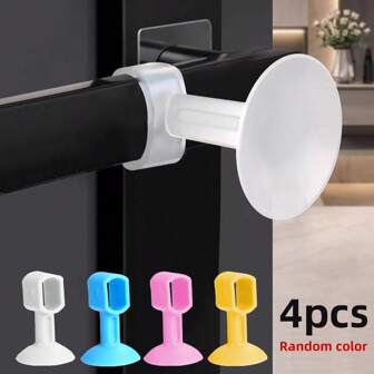 4pcs/Set Random Color/Transparent Style/White/Pink/Blue Small/Medium/Large Silicone Door Stopper Plastic Suction Cup No Drill Bedroom Bathroom Mat Handles Collision Proof Door Bumper Closet Toilet Rubber Doorway Guard Best Gifts Birthday Graduation