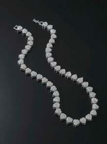 1 件嘻哈心形吊坠项链/手链，带水钻，适合男士/女士，时尚金属链首饰，适合夏季海滩派对情人节、妈妈、母亲、母亲节、礼物 - 愛心 - 查看 3