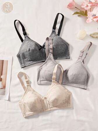 3 ST Bekväm sömn Flerfärgad trådlös mjuk kopp Solid underkläder BH