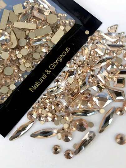 150 piezas de cristales de imitación de vidrio redondos y planos y 20 piezas de cuentas con formas asimétricas para diseños DIY, decoraciones de uñas/belleza, suministros de uñas, dijes de uñas, gemas de uñas