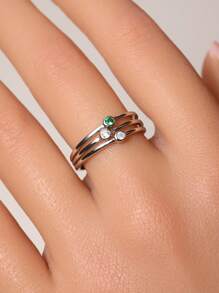 1 pezzo Anello decorativo minimalista impilabile in argento sterling 925 con 12 pietre preziose dei segni zodiacali (3mm), design sottile e delicato adatto a donne e ragazze - maneggiare con cura, inclusa confezione regalo - Argento - Visualizzare 11
