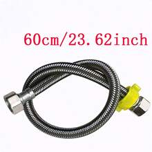 1pc 4ft Extended Flexible Hose Hot & Cold Water Inlet Pipe Connector With High-Pressure Explosion-Proof Metal Braided Inlet Hose For Water Heater - Black - View 8