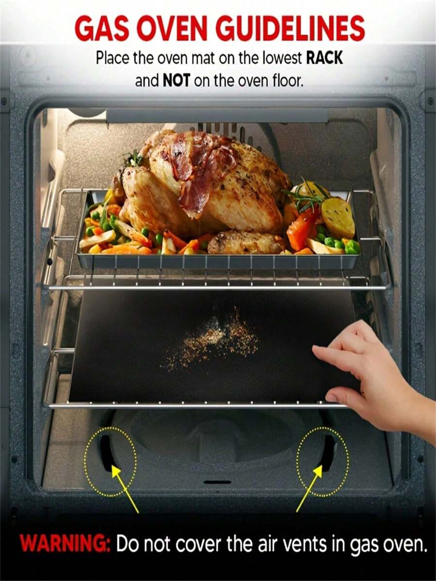 2 Pack Non Stick Oven Liners For Bottom For Bottom Of Oven Reusable