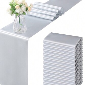 12pcs/1pc Smooth And Elegant Satin Tablecloth, Suitable For Parties, Birthdays, Weddings, Hospitality, Home, Kitchen, Chair Sash Decoration