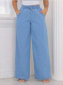 Women Jeans - 淺色水洗藍 - 查看 1