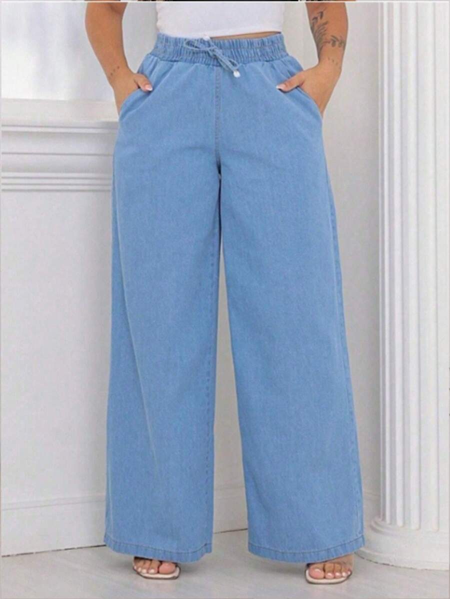 Women Jeans - 淺色水洗藍 - 查看 1