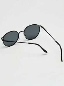 1pc PC Retro Round Fashion Glasses, Fashionable Fashion Glasses, Suitable For Travel, Driving And Outdoor Activities Halloween Beach Accessories Glasses Shades Looks Street Style And Suit For Sweater Jacket Sweatshirt Hoodie Leather Pants And Cargo Pants For Summer Beach Vacation,Outdoor,Travel - Black - View 3