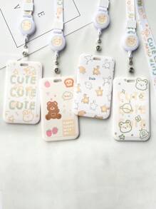 1pc Cute Bear Card Holder (With Lanyard) Back To School