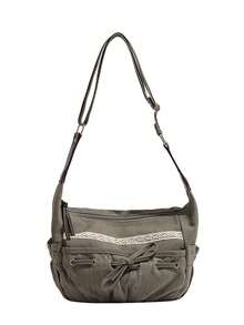 Fashionable Bowknot Shoulder Bag For Women, Large Capacity Canvas Bag With Ballet Style - Grey - View 7