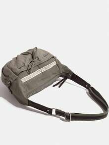 Fashionable Bowknot Shoulder Bag For Women, Large Capacity Canvas Bag With Ballet Style - Grey - View 10