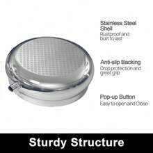 1pc Birds  Round Pill Box, Elegant Pill Box Case, Portable Medicine Tablet Vitamin Holder Organizer With 3 Component For Purse Pocket Travel Gift - Practical & Fashionable - Silver - View 6