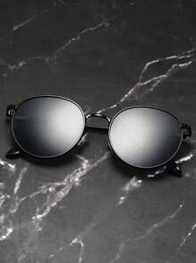 1pc PC Retro Round Fashion Glasses, Fashionable Fashion Glasses, Suitable For Travel, Driving And Outdoor Activities Halloween Beach Accessories Glasses Shades Looks Street Style And Suit For Sweater Jacket Sweatshirt Hoodie Leather Pants And Cargo Pants For Summer Beach Vacation,Outdoor,Travel - Black - View 5