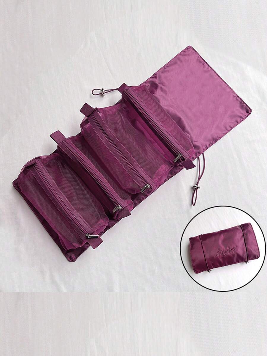 Wine Red 4-In-1 Detachable Foldable Travel Toiletry & Cosmetic Storage Bag - Burgundy - View 1
