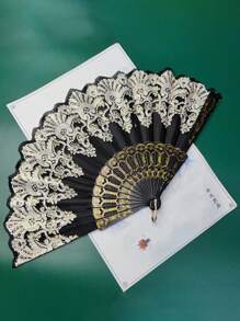 1 件/4 件优雅欧式花卉图案折扇，家用手持扇，适合日常使用、拍照、活动和万圣节舞蹈 - 彩色 - 查看 8