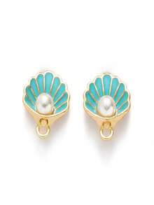 10入組時尚3D水滴形合金外殼與珍珠DIY吊墜，海洋主題珠寶製作，適用於項鍊、鑰匙扣和貝殼吊墜配飾