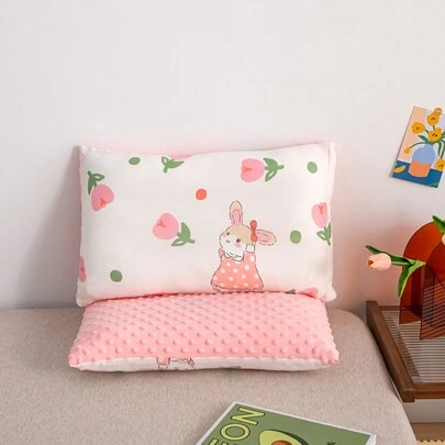 1pc Children's Pillow, Cartoon Pattern Pillowcase Set, Pink Flower Bunny Children's Sleeping Pillow, Girls' Breathable Pillow, With Children's Sleeping Pillow, Pillowcase Removable (1 Pillowcase + 1 Pillow Core), There Will Be Color Difference In Pillows Under Different Lights, And The Patterns On The Pillows Are Not Completely Consistent. Please Place An Order Carefully.