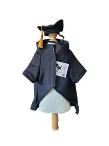 TOGA Y BIRRETE GRADUACION PARA MASCOTAS PERROS O GATOS - Negro - Ver 3
