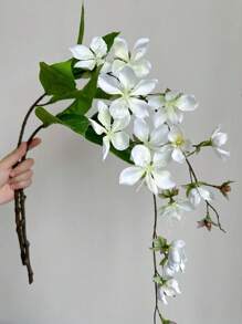2 件仿真茉莉花吊花装饰阳台艺术人造丝绸花像真花一样悬挂装饰适用于婚礼装饰家居阳台、情人节、礼物 - 彩色 - 查看 2