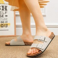 Non-Slip Flat Cork Slippers, Fashionable And Comfortable Open-Toe Leisure Slip-On, Cool And Durable For Beach And Home Wear In Summer - Milky - View 1