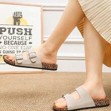 Non-Slip Flat Cork Slippers, Fashionable And Comfortable Open-Toe Leisure Slip-On, Cool And Durable For Beach And Home Wear In Summer - Milky - View 3