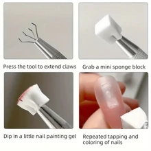 Agarrador de esponja de uña de metal,  mini esponjas de uña reemplazables en bloques para nail art degradado, herramientas de nail art para suministros y accesorios de uñas - Multicolor - Ver 7