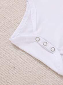 Summer Baby Boy And Baby Girl Casual Cute Clothing Letter Print Round Neck Short Sleeve Triangle Bodysuit - White - View 5