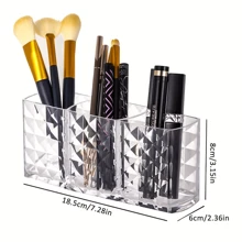 Caja de almacenamiento transparente para brochas de maquillaje, 1 pieza Soporte multifuncional para secar brochas de maquillaje con caja de almacenamiento de gran capacidad, apta para bandeja de tocador, encimera de baño, puede almacenar lápices, organizador de bolsa de maquillaje, caja de cosméticos