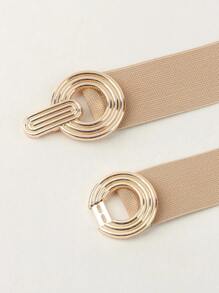 1 pieza de cinturón elástico asimétrico con hebilla para mujeres para decoración de vestidos, cintura ajustable elástica con decoración de metal para vestidos de señoras, cinturón ancho para mujeres, cinturón ancho normal y de talla grande - 1 PC - Ver 6