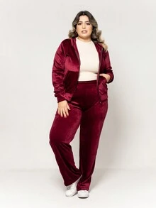 Plus Size Co-Ords - 酒紅色 - 查看 2