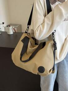 休闲简约纯色女士手提包，可斜挎，学生手提包，多个隔层，非常适合海滩、学校、工作和日常使用