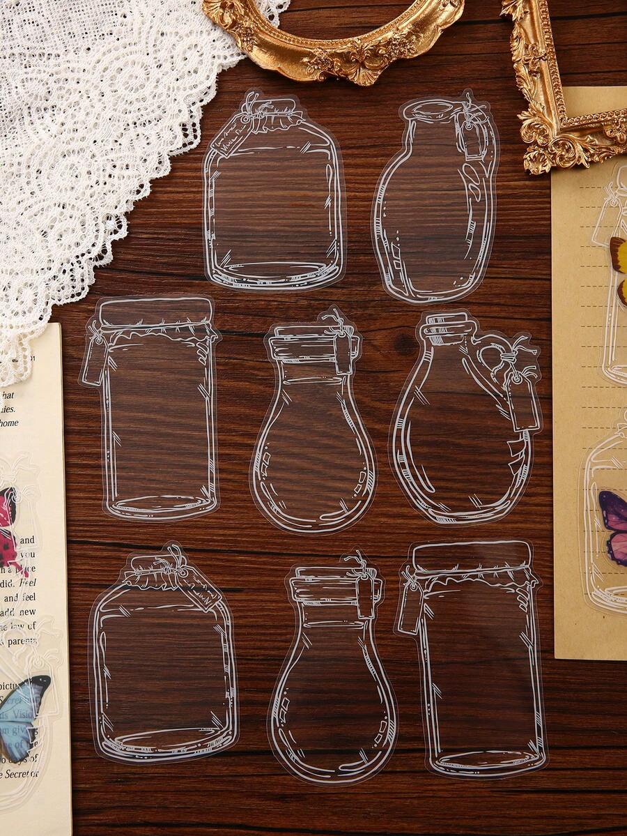30pcs Waterproof Transparent Multiple-Shaped Planner Decorative Stickers & DIY Glass Bookmark Accessories (30pcs/Pack) - Clear - View 1