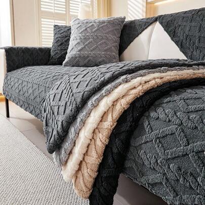 1 Stück Winter Plüsch rutschfeste Sofa-Abdeckung, geeignet als haustierfreundlicher Möbelschutz für Wohnzimmer, Schlafzimmer und Büro - maschinenwaschbar und wasserwaschbare Sofamatten