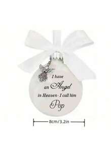 Angel In Heaven Memorial Decoration With Feathered Plastic Ball For Name Remembrance - Black and White - View 6