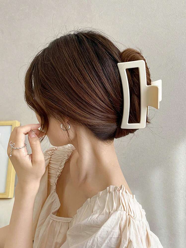 4 قطع مشابك شعر كبيرة مربعة بألوان أسود وأبيض وبني...