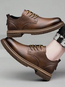 CLOHOO品牌手工男士正装鞋 - 双层皮革，系带经典商务休闲正装鞋，透气软底 - 淺棕 - 查看 4