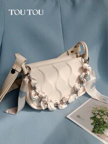 TOUTOU 时尚设计师经典百搭水桶包，独家水压花纹链条装饰手提包，时尚年轻女性单肩包，适合日常装扮、约会和旅行 3463 - 彩色 - 查看 3