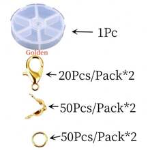 241 piezas/set kit de fabricación de joyas, juego de cierres de langosta, anillos abiertos, terminales, cuentas, caja de set para hacer manualmente pulseras, collares y accesorios