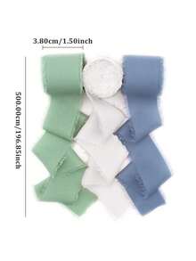 Set da 3 nastri in chiffon sfrangiati tricolore, per matrimoni, profumo, confezioni regalo, accessorio per confezioni regalo deliziose